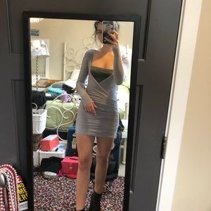 Shiny light purple/mauve bodycon reversible dress.